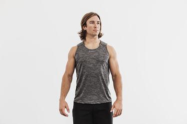 Nobull Lightweight Textured Men's Tank Tops Black Camo | Australia (GN9732)